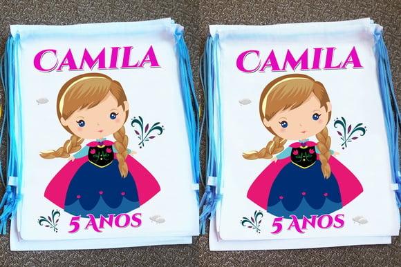 Mochilinha Ecobag Sacochila Personalizada Frozen