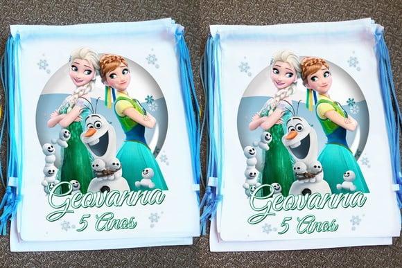 Mochilinha Ecobag Sacochila Personalizada Frozen Fever