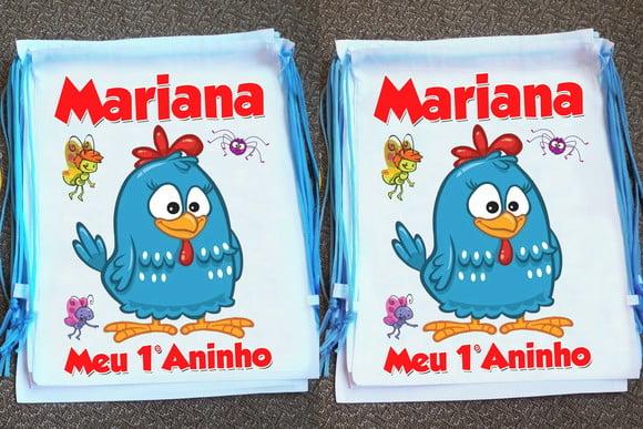 Mochilinha Ecobag Sacochila Personalizada Galinha Pintadinha