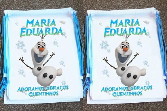 Mochilinha Ecobag Sacochila Personalizada Frozen