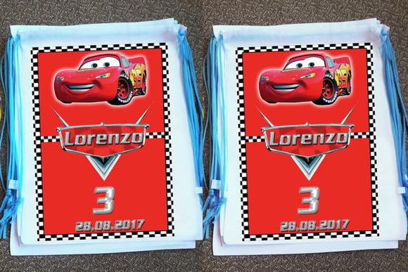 Mochilinha Ecobag Sacochila Personalizada Macqueen Carros