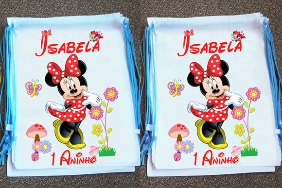Mochilinha Ecobag Sacochila Personalizada Minnie