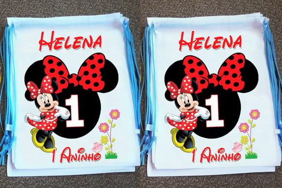Mochilinha Ecobag Sacochila Personalizada Minnie
