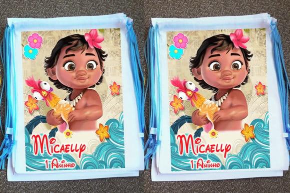 Mochilinha Ecobag Sacochila Personalizada Moana