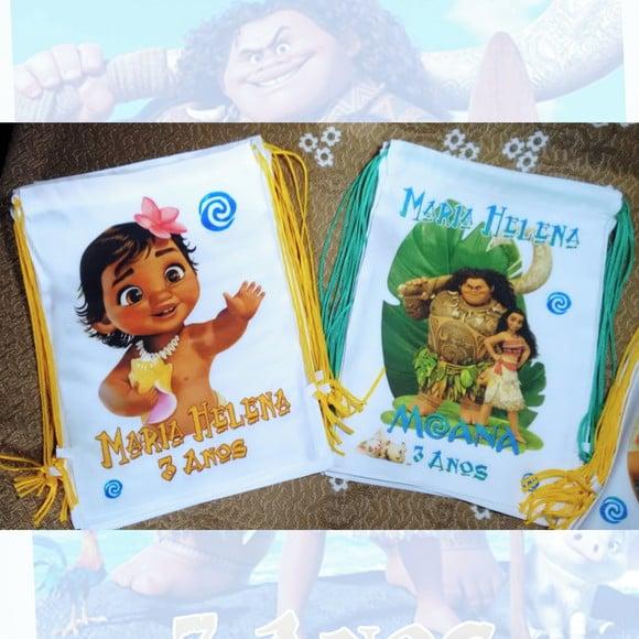 Mochilinha Ecobag Sacochila Personalizada Moana