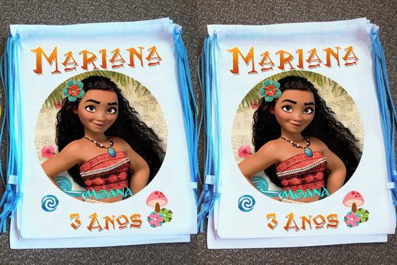 Mochilinha Ecobag Sacochila Personalizada Moana