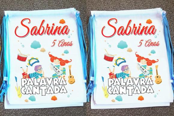 Mochilinha Ecobag Sacochila Personalizada Palavra Cantada