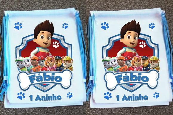Mochilinha Ecobag Sacochila Personalizada Patrulha Canina