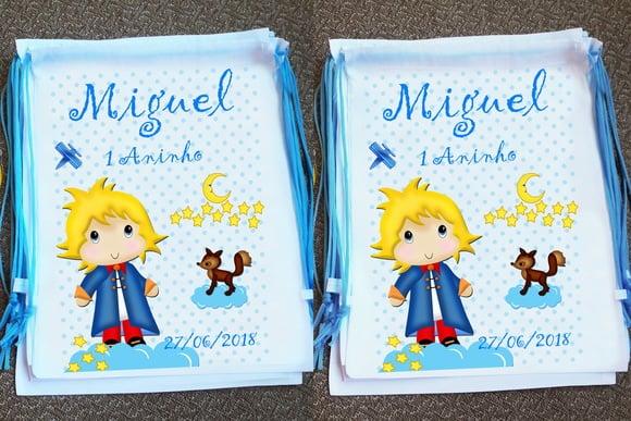 Mochilinha Ecobag Sacochila Personalizada Pequeno Príncipe