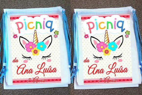 Mochilinha Ecobag Sacochila Personalizada Picnic Piquenique