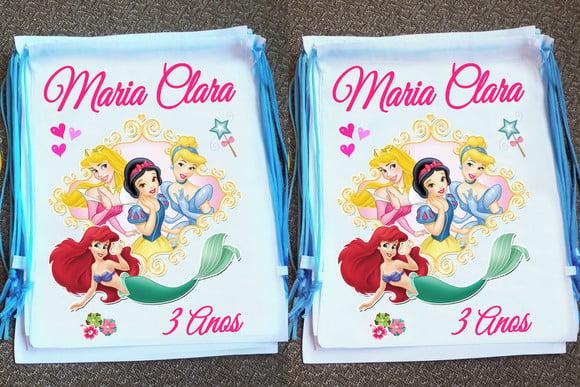 Mochilinha Ecobag Sacochila Personalizada Princesas