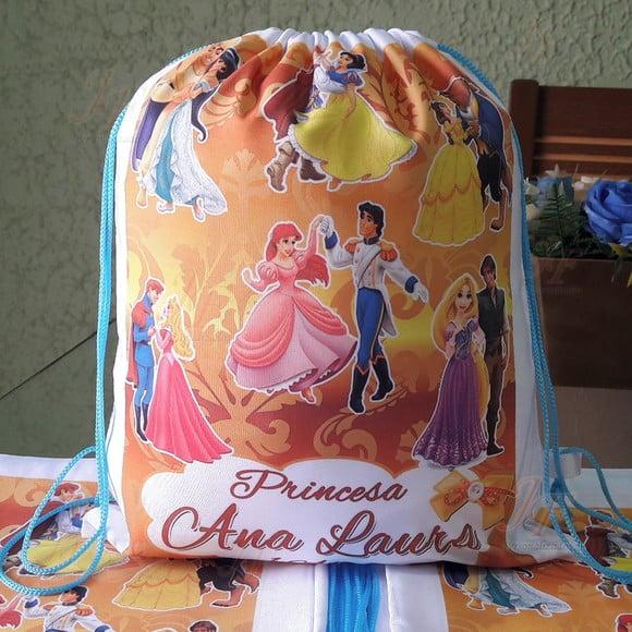 Mochilinha Ecobag Sacochila Personalizada Princesas