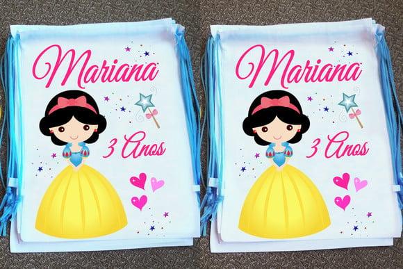 Mochilinha Ecobag Sacochila Personalizada Princesas