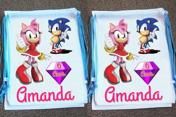Mochilinha Ecobag Sacochila Personalizada Sonic
