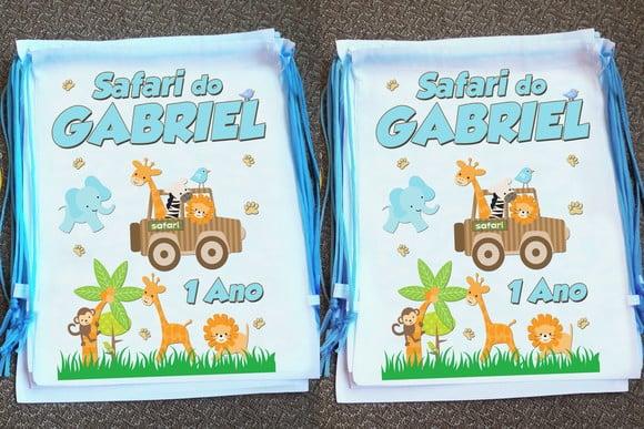 Mochilinha Ecobag Sacochila Personalizada Safari Floresta