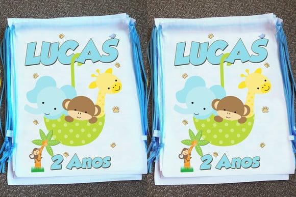 Mochilinha Ecobag Sacochila Personalizada Safari Floresta