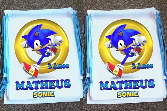 Mochilinha Ecobag Sacochila Personalizada Sonic