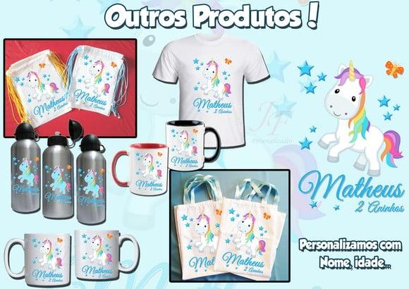 Mochilinha Ecobag Sacochila Personalizada Unicórnio Meninos