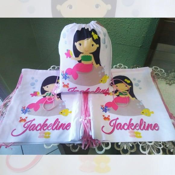 Mochilinha Ecobag Sacochila Personalizadas Sereias