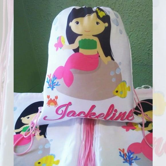 Mochilinha Ecobag Sacochila Personalizadas Sereias
