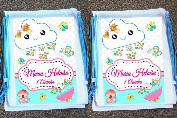 Mochilinha Personalizada Chuva de Bençãos Chuva de Amor