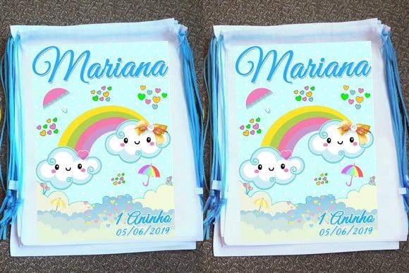 Mochilinha Personalizada Chuva de Bençãos Chuva de Amor
