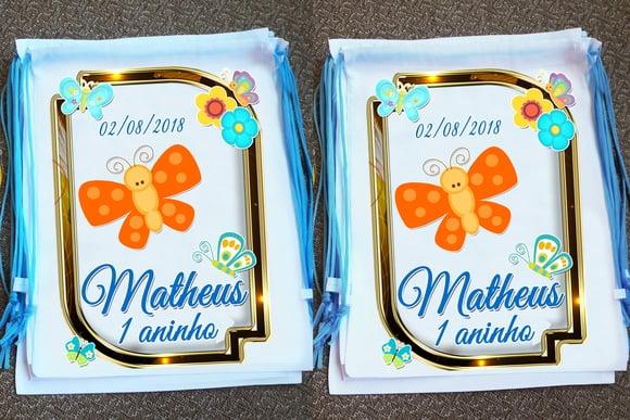Mochilinha Personalizada Jardim das Borboletas e Flores