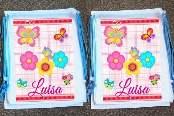 Mochilinha Personalizada Jardim das Borboletas e Flores
