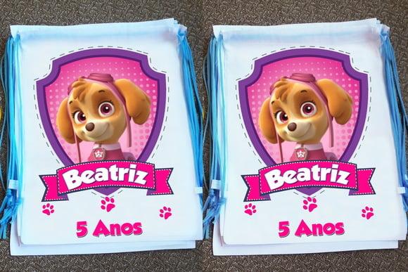 Mochilinha Sacochila Ecobag Patrulha Canina Personalizada
