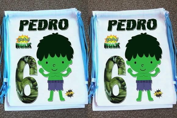 Mochilinha Sacochila Ecobag Personalizada Hulk