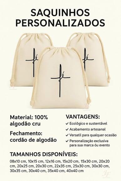 Saquinhos 08 x 10cm Personalizados Algodão Cru Lembrancinhas