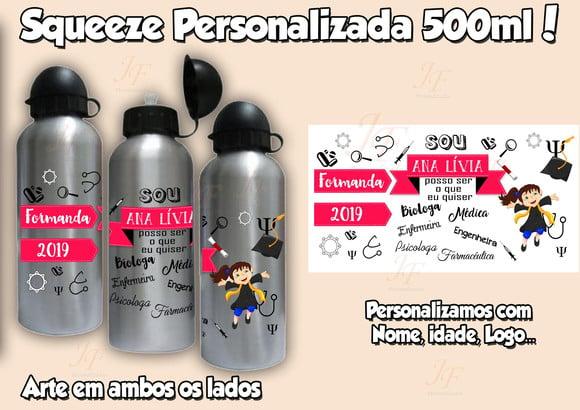 Squeeze Alumínio 500 ml Personalizada Formatura Formandos