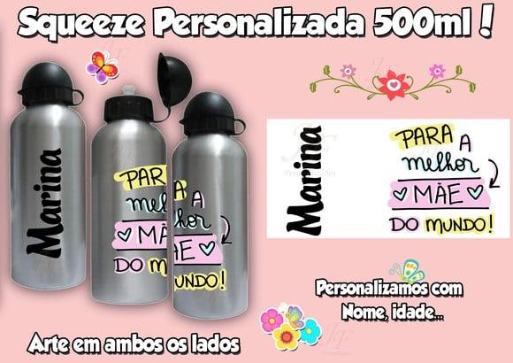 Squeeze Garrafinha 500 ml Personalizada Dia das Mães