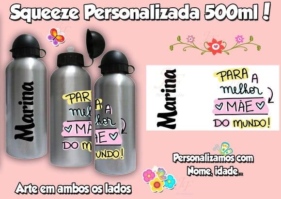 Squeeze Garrafinha 500 ml Personalizada Dia das Mães