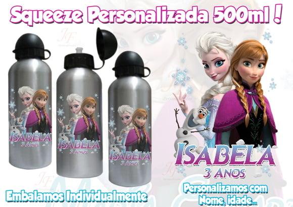 Squeeze Garrafinha Alumínio 500 ml Frozen Personalizado