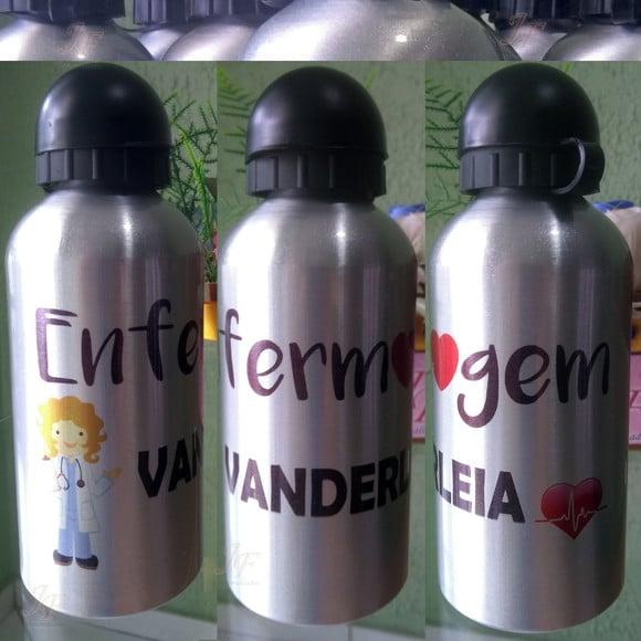 Squeeze Garrafinha Alumínio 500 ml Personalizada Enfermagem