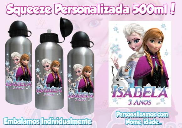 Squeeze Garrafinha Alumínio 500 ml Personalizada Frozen