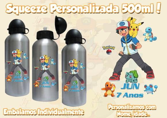 Squeeze Garrafinha Alumínio 500 ml Personalizada Pokemon