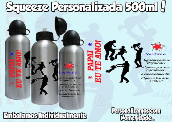 Squeeze Garrafinha Alumínio 500ml Personalizada Dia dos Pais
