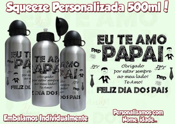 Squeeze Garrafinha Alumínio 500ml Personalizada Dia dos Pais