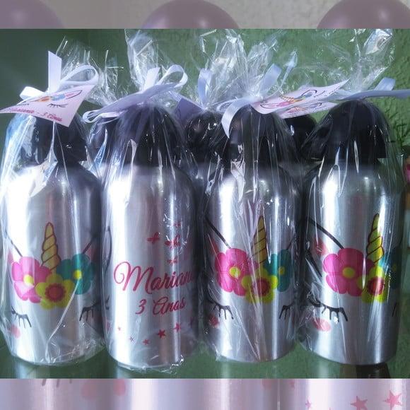 Squeeze Garrafinha Alumínio Personalizada 500 ml Unicórnio