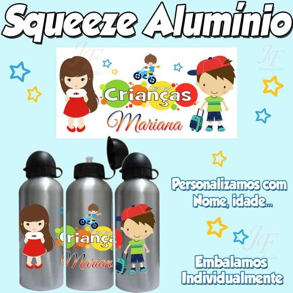 Squeeze Garrafinha Alumínio Personalizada Dias das Crianças