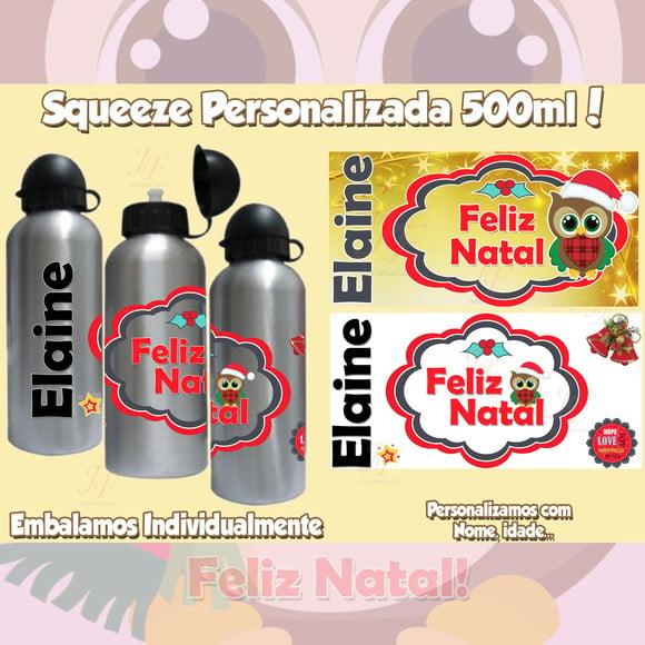 Squeeze Garrafinha Alumínio Personalizada Natal Ano Novo