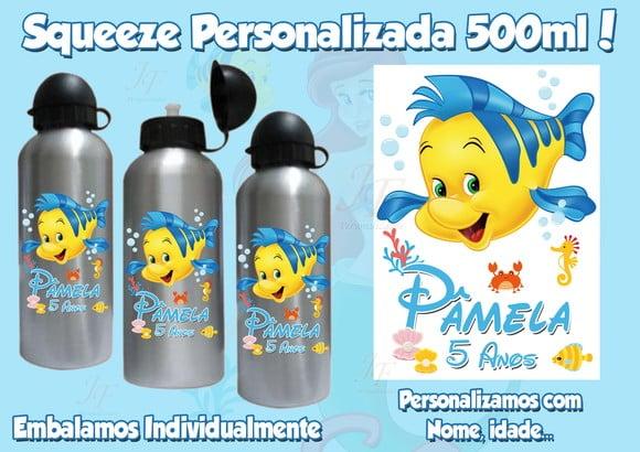 Squeeze Garrafinha Alumínio Personalizada Pequena Sereia