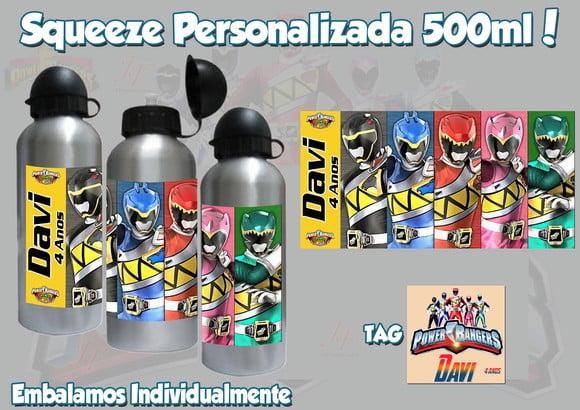 Squeeze Garrafinha Alumínio Personalizada Power Rangers
