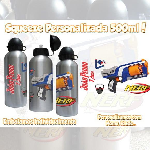 Squeeze Garrafinha em Alumínio 500ml Personalizada Tema Nerf