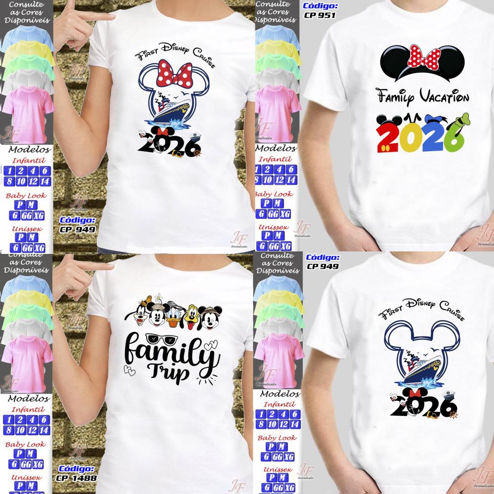 Kit 10 Camisetas Personalizadas Viagem Família Disney
