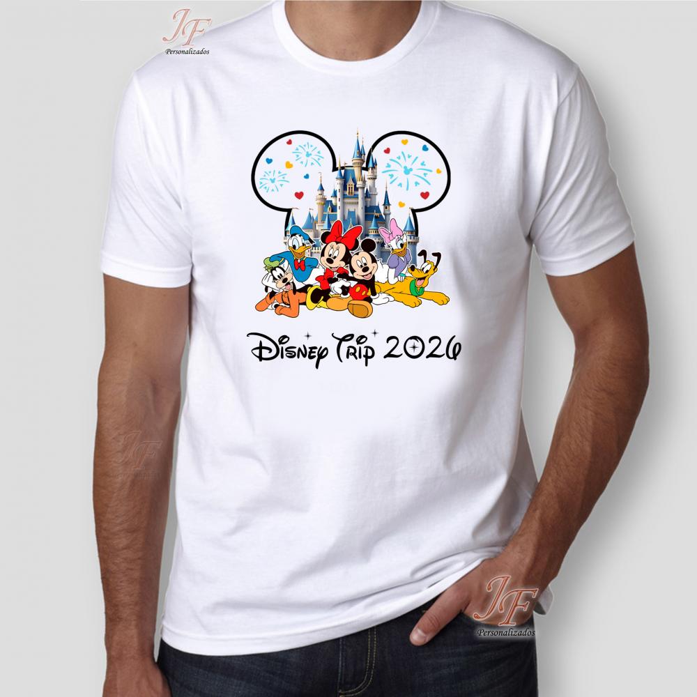 Camisa Viagem Família Disney | 100% Algodão | 14 Unidades