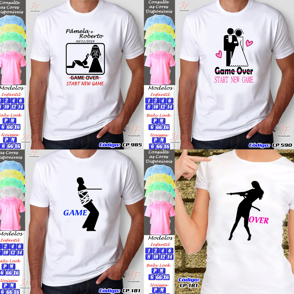 Camiseta New Game Personalizada | 02 Unidades | Camisa Noivado Sa