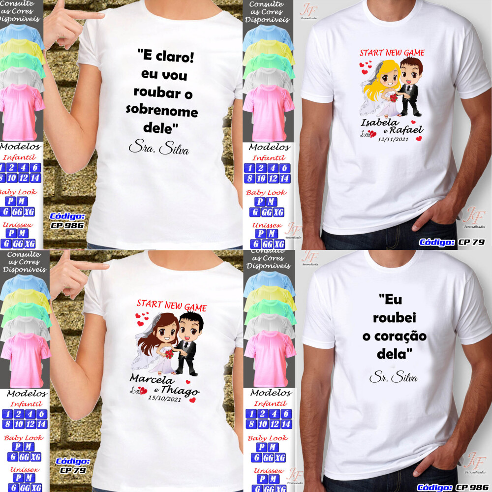 Camiseta New Game Personalizada | 02 Unidades | Camisa Noivado Sa